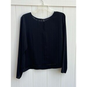 Nora New York Top Womens Large Black Sheer Business Casual Long Sleeve